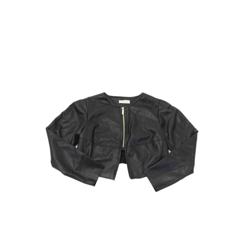 Monnalisa Childrens Girls Faux Leather Cropped Jacket Black Size Extra Small